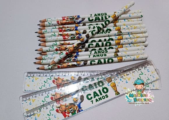 50 Kits Lápis e Régua Personalizado Mascote Copa do Mundo