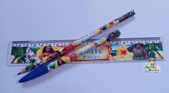 45 Kits Lápis, Caneta e Regua Personalizado Moana