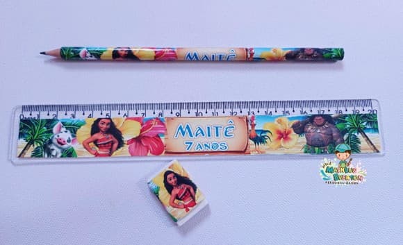 25 Kits Lápis, Régua e Borracha Moana