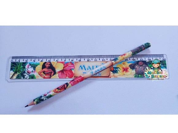 50 Kits Lápis e Régua Personalizado Moana