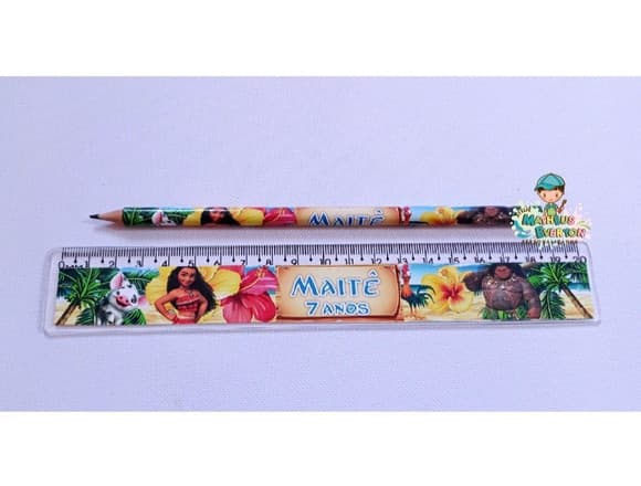 35 Kits Lápis e Régua Personalizado Moana