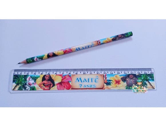 25 Kits Lápis e Régua Personalizado Moana
