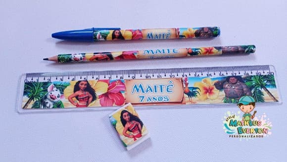 45 Kits Lápis, Caneta,regua e Borracha Moana