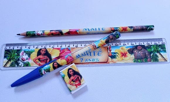 25 Kits Lápis, Caneta,regua e Borracha Moana