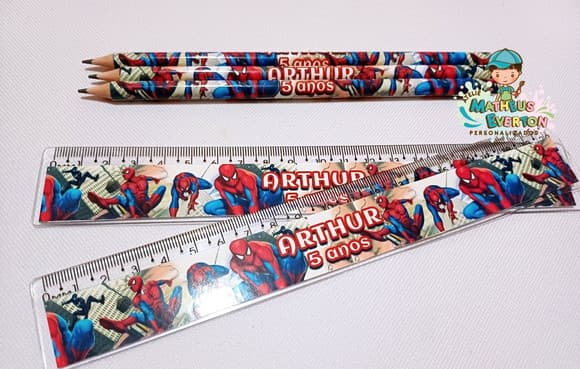 50 Kits Lápis e Régua Personalizado Homem Aranha