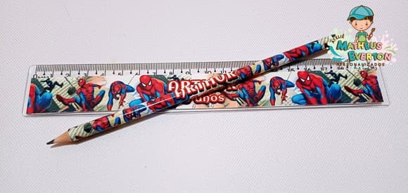25 Kits Lápis e Régua Personalizado Homem Aranha