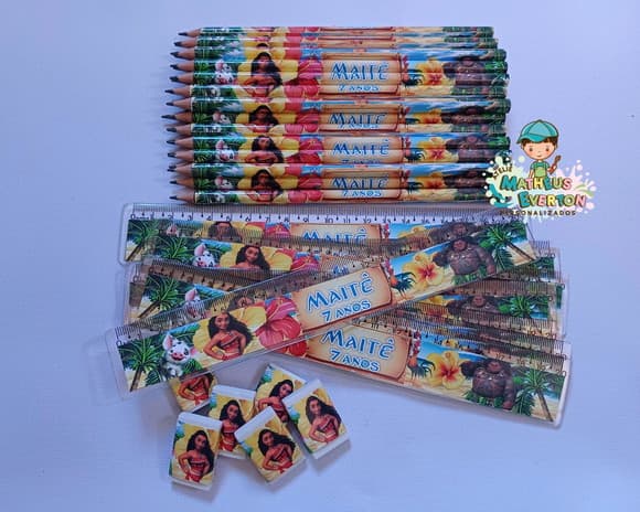 45 Kits Lápis, Régua e Borracha Moana