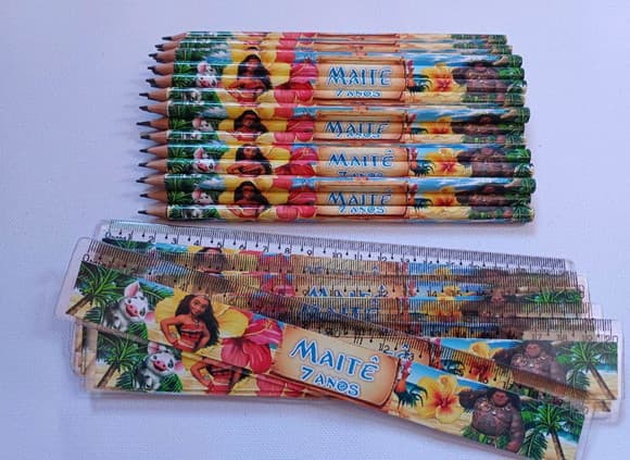 25 Kits Lápis e Régua Personalizado Moana