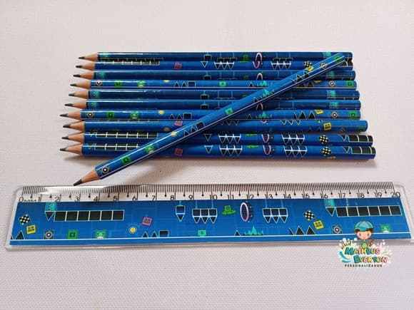 40 Kits Lápis e Régua Personalizado Geometry Dash