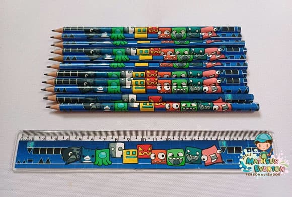50 Kits Lápis e Régua Personalizado Geometry Dash