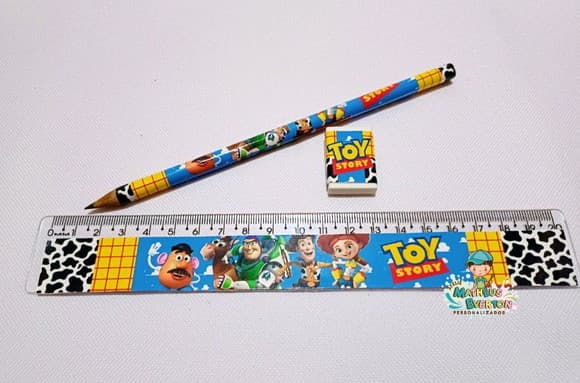45 Kits Lápis, Régua e Borracha Toy Story
