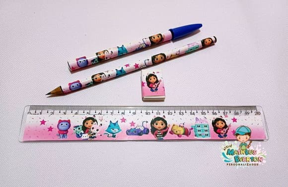 35 Kits Lápis, Caneta,regua e Borracha a Casa Mágica da Gabi