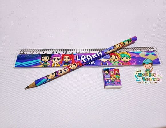 30 Kits Lápis, Régua e Borracha Guerreiras de K-pop Cute