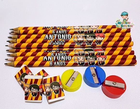 30 Kits Lápis, Borracha e Apontador Harry Potter