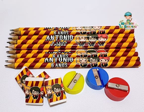 25 Kits Lápis, Borracha e Apontador Harry Potter
