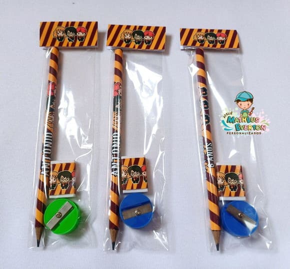 40 Kits Lápis, Borracha e Apontador Harry Potter