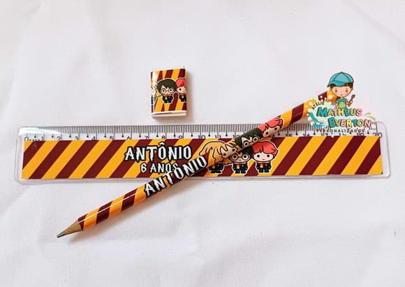 45 Kits Lápis, Régua e Borracha Personalizado Harry Potter