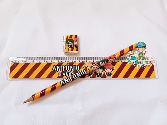 30 Kits Lápis, Régua e Borracha Personalizado Harry Potter
