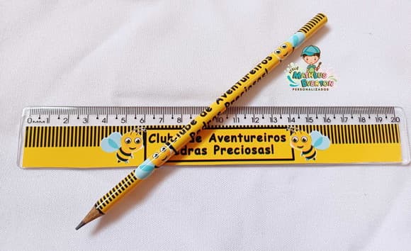 50 Kits Lápis e Régua Personalizado Abelinha