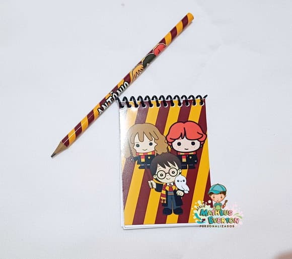 45 Kit Bloquinho, Lapis Personalizado Harry Potter
