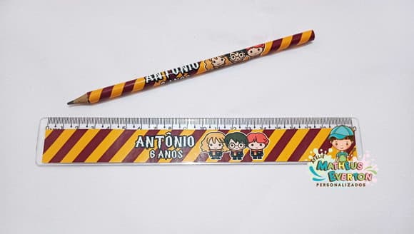 50 Kits Lápis e Régua Personalizado Harry Potter