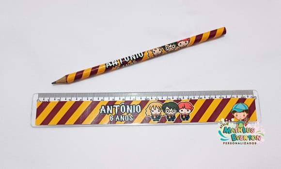 30 Kits Lápis e Régua Personalizado Harry Potter