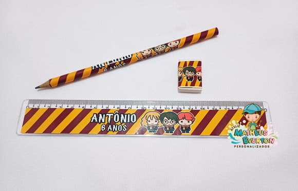 50 Kits Lápis, Régua e Borracha Personalizado Harry Potter