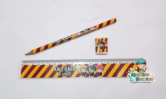 35 Kits Lápis, Régua e Borracha Personalizado Harry Potter