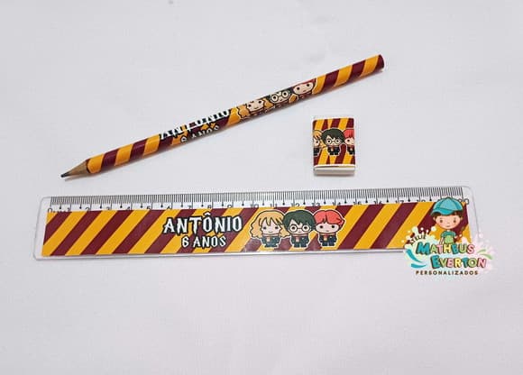 25 Kits Lápis, Régua e Borracha Personalizado Harry Potter