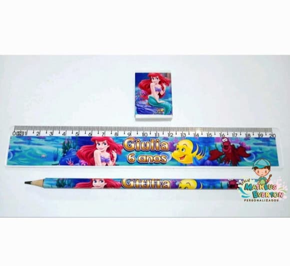 50 Lápis, 50 Réguas e 50 Borrachas Personalizado Ariel