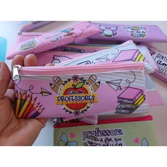 50 Estojos Slim Personalizado Professores Tamanho 19x7