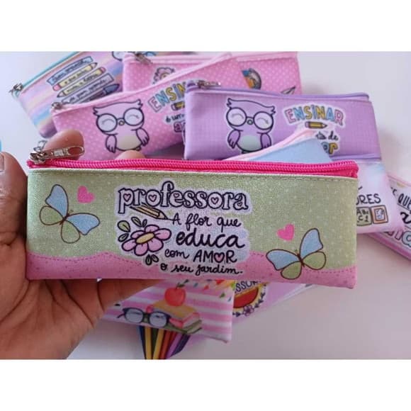 45 Estojos Slim Personalizado Professores Tamanho 19x7