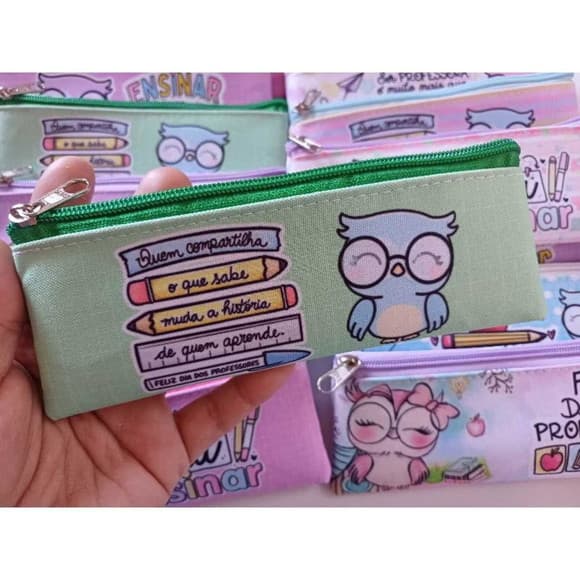 35 Estojos Slim Personalizado Professores Tamanho 19x7