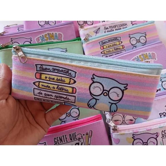 20 Estojos Slim Personalizado Dia dos Professoretamanho 19x7