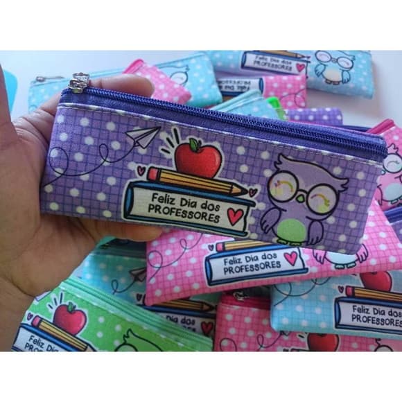25 Estojos Slim Personalizado Professores Tamanho 19x7