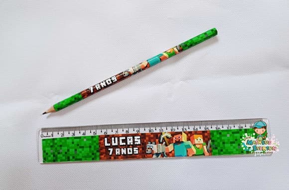 30 Lápis + 30 Réguas Personalizado Minecraft