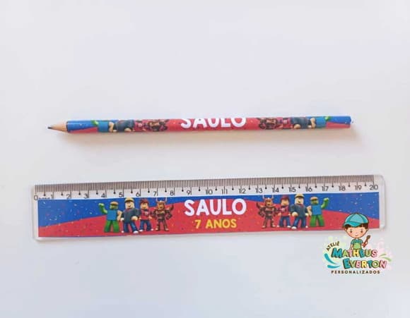 45 Lápis + 45 Réguas Personalizado Roblox