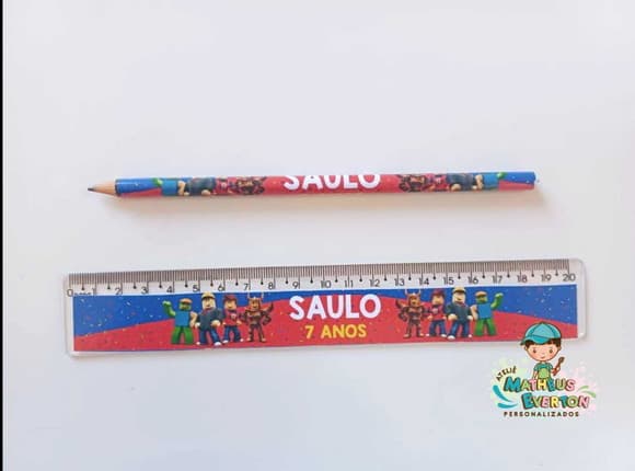 30 Lápis + 30 Réguas Personalizado Roblox