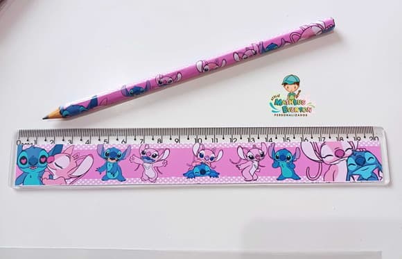 40 Lápis + 40 Réguas Personalizado Stitch