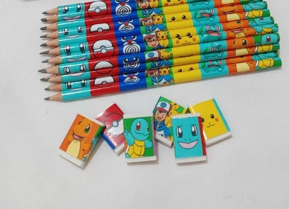70 Kits Lápis e Borracha Personalizado Pokemon
