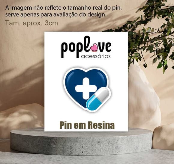 Pin - Coração e Comprimido - Farmácia