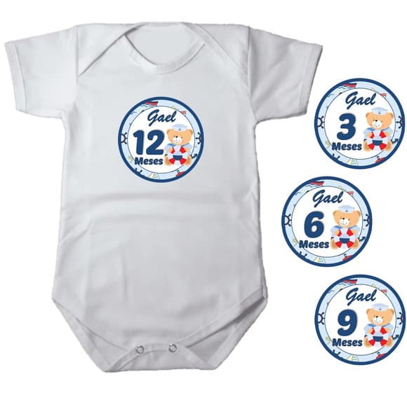 Kit de Adesivo Mêsversário Ursinho Marinheiro
