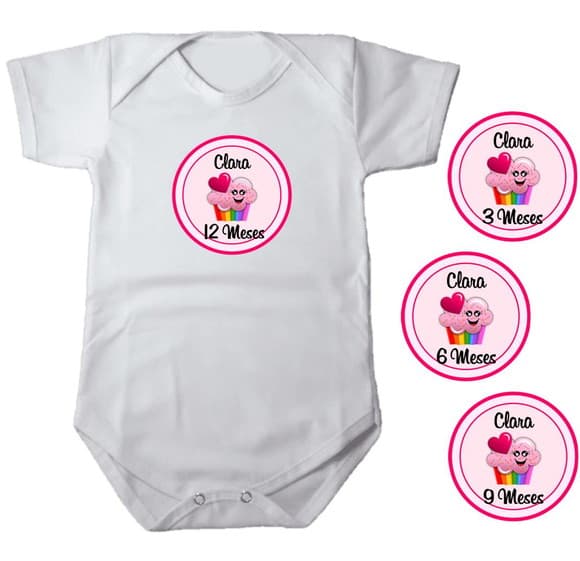 Kit de Adesivo Mêsversário Menina Cupcake