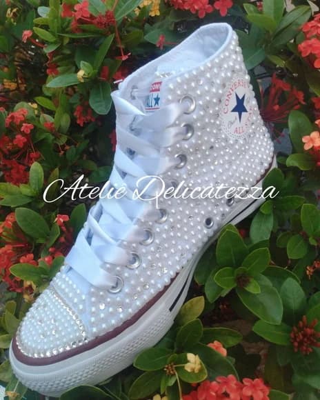 Tênis Customizado Cano Alto Botinha para Noiva, Debutante - foto 1