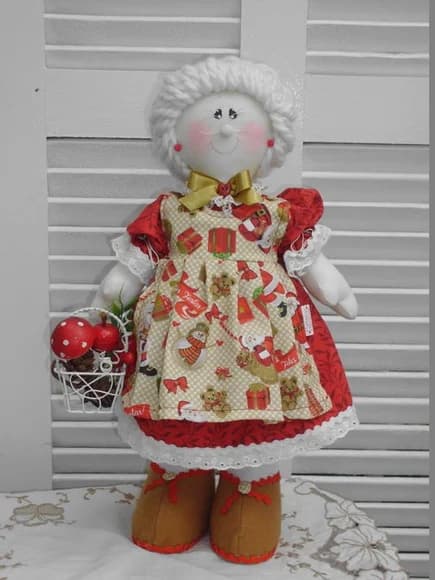 Boneca de Pano- Mamãe Noel-estilo Country