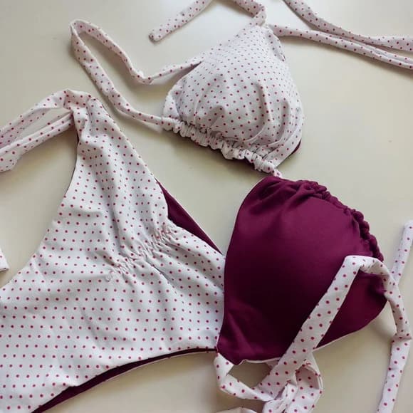 Conjunto Biquini Dupla Face Poá