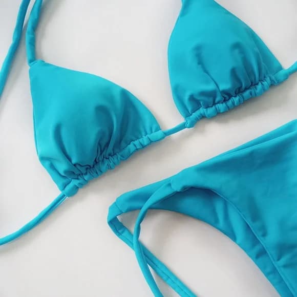 Biquini Lacinho Cor Azul Piscina