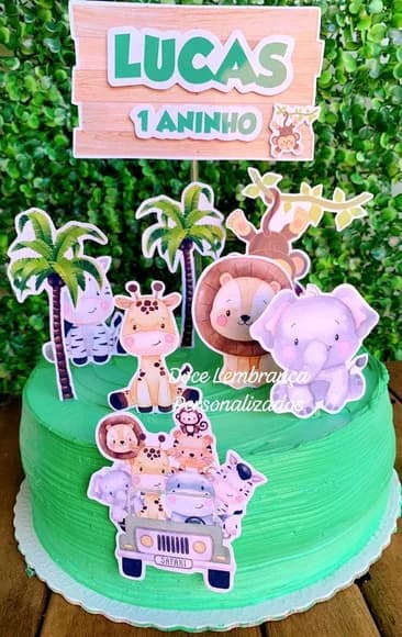 Topper de Bolo Safari Baby Menino Aniversário Infantil - foto 1