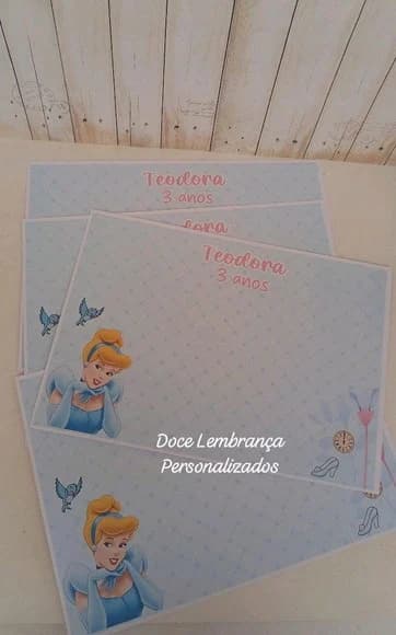 Jogo Americano Cinderela Aniversário Infantil Kit Lanche