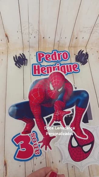 Topper de Bolo Homem Aranha Aniversário - foto 1